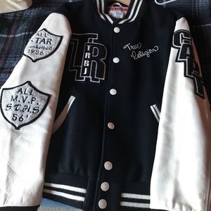 classy vintage letterman’s jacket by true Religion